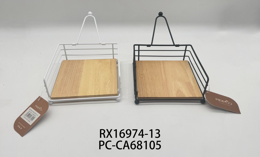 [PC-CA68105] Portapañuelos metálico con base de madera