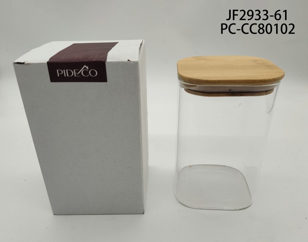 [PC-CC80102] Frasco Hermético de Vidrio con Tapa de Bambú