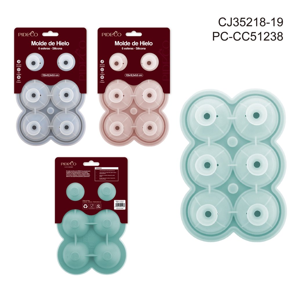 [PC-CC51238] Molde de Silicona para 6 Esferas de Hielo