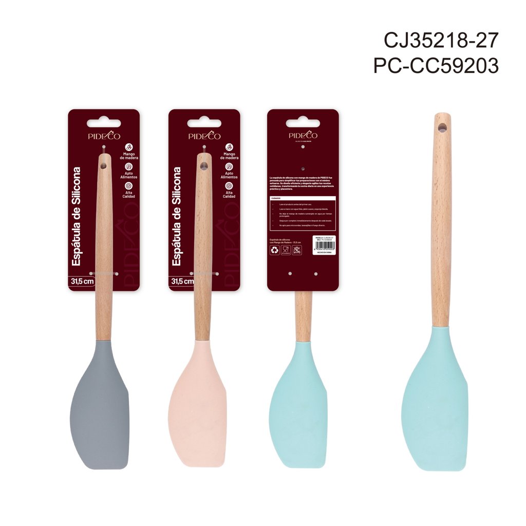 [PC-CC59203] Espátula de Silicona con Mango de Madera de Haya