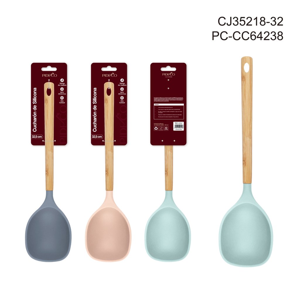 [PC-CC64238] Cucharón Plano con Mango Redondo de Madera de Haya -
